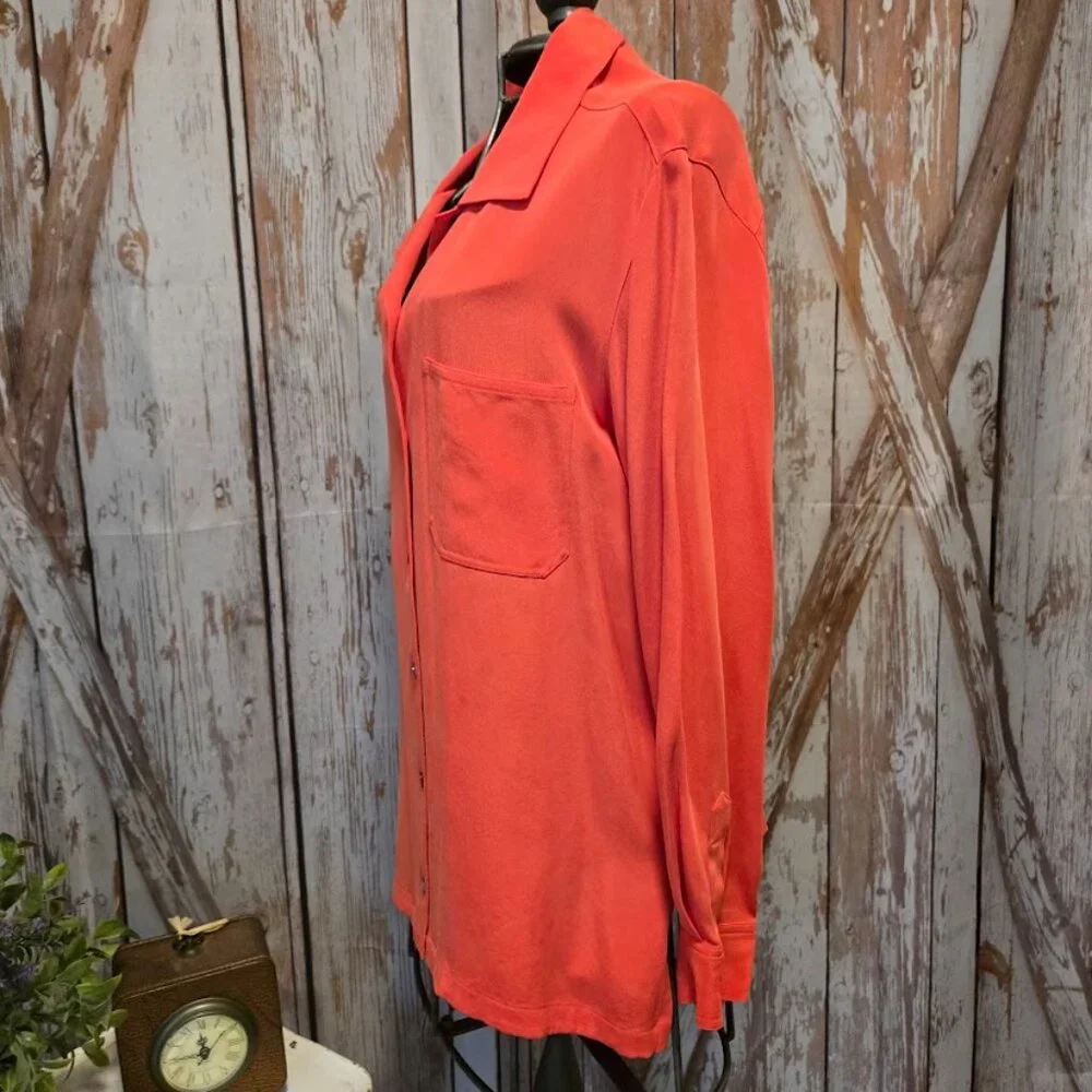 Redish/orange long-sleeve button-up - Picture 3 of 6